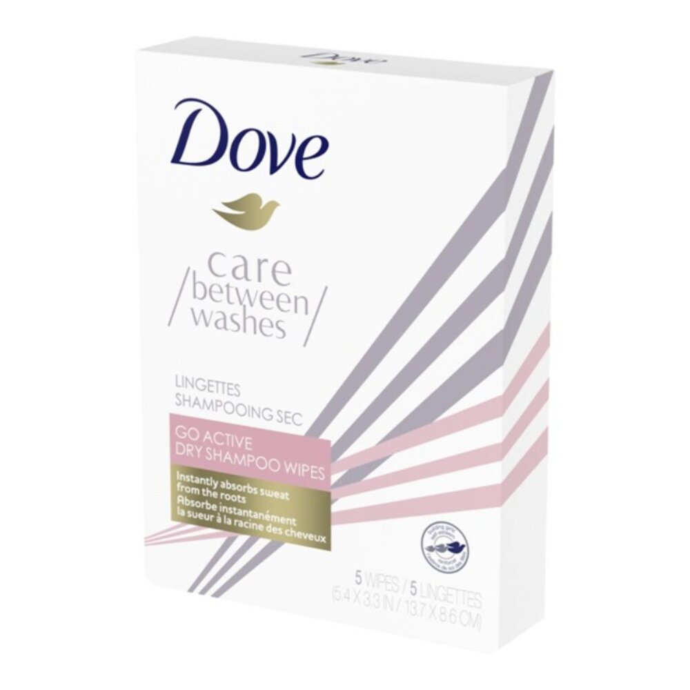 Dove Go Active Dry Shampoo Wipes 1 Box 5 Wipes